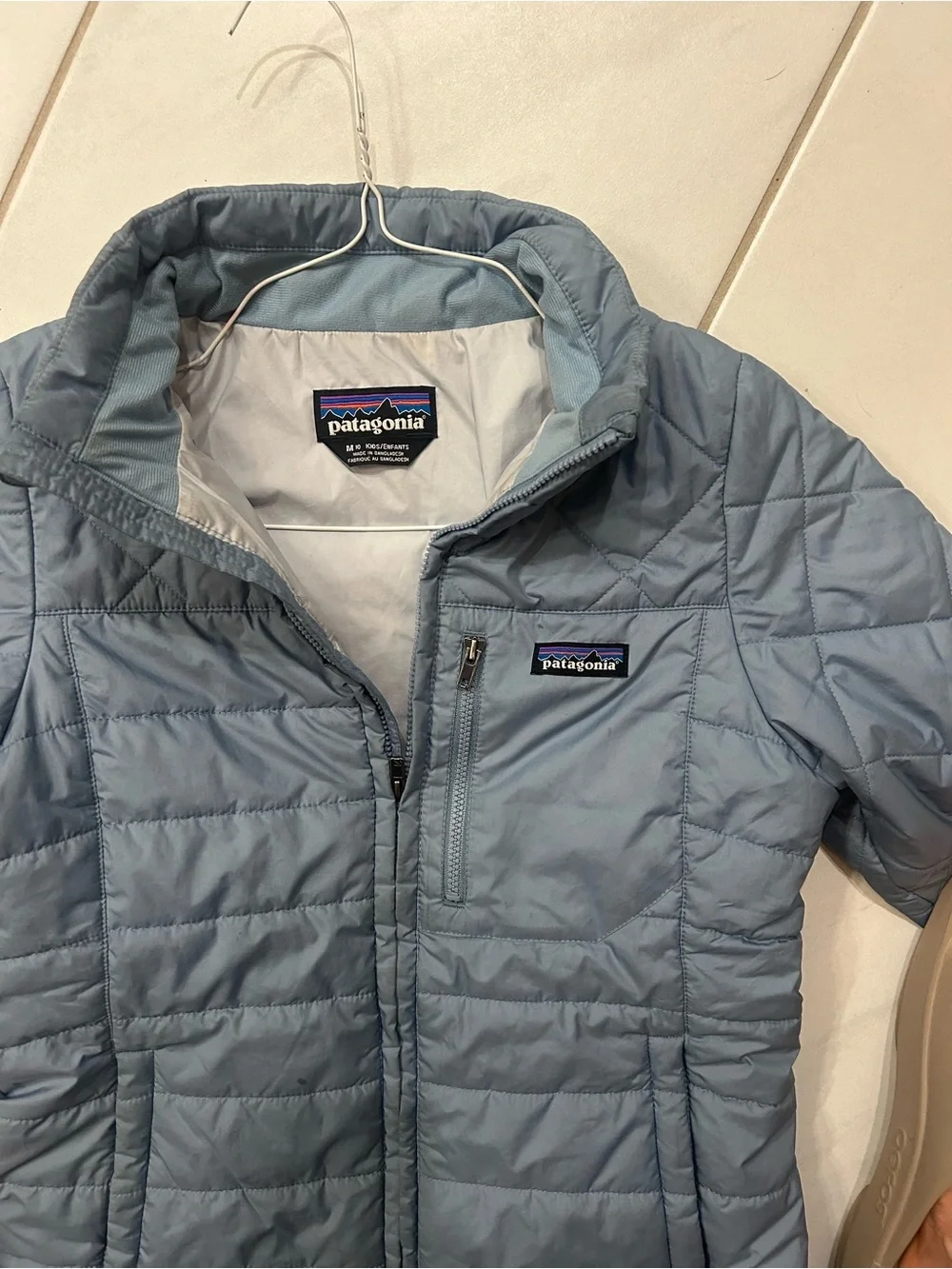 Patagonia Kids Quilted Puff Jacket in Dusty Blue